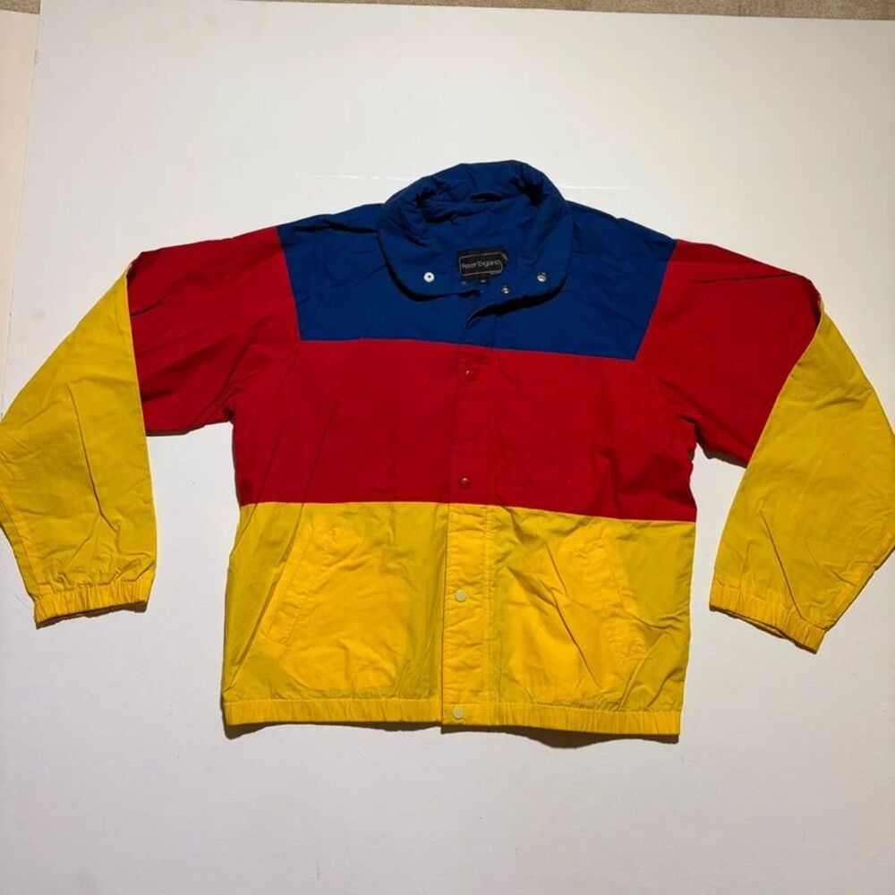 Vintage Peter England Color Block Red Yellow and Blue Sailor Jacket